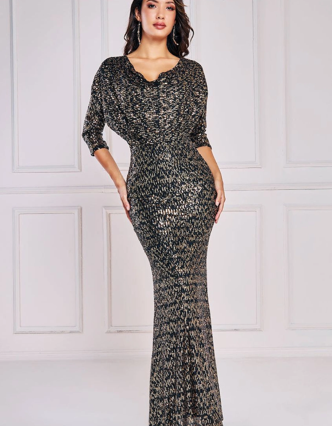 Sequin Cowl Maxi Dress, 2 of 1