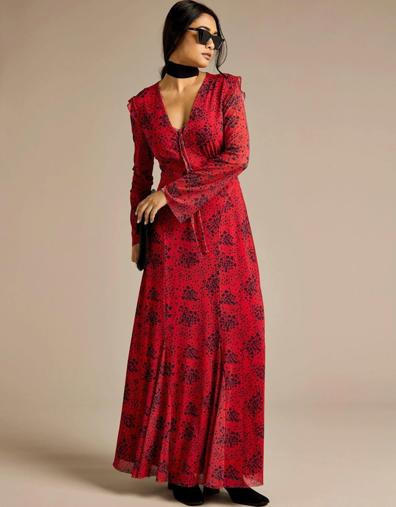 Gracie Red Ditsy Print Dress