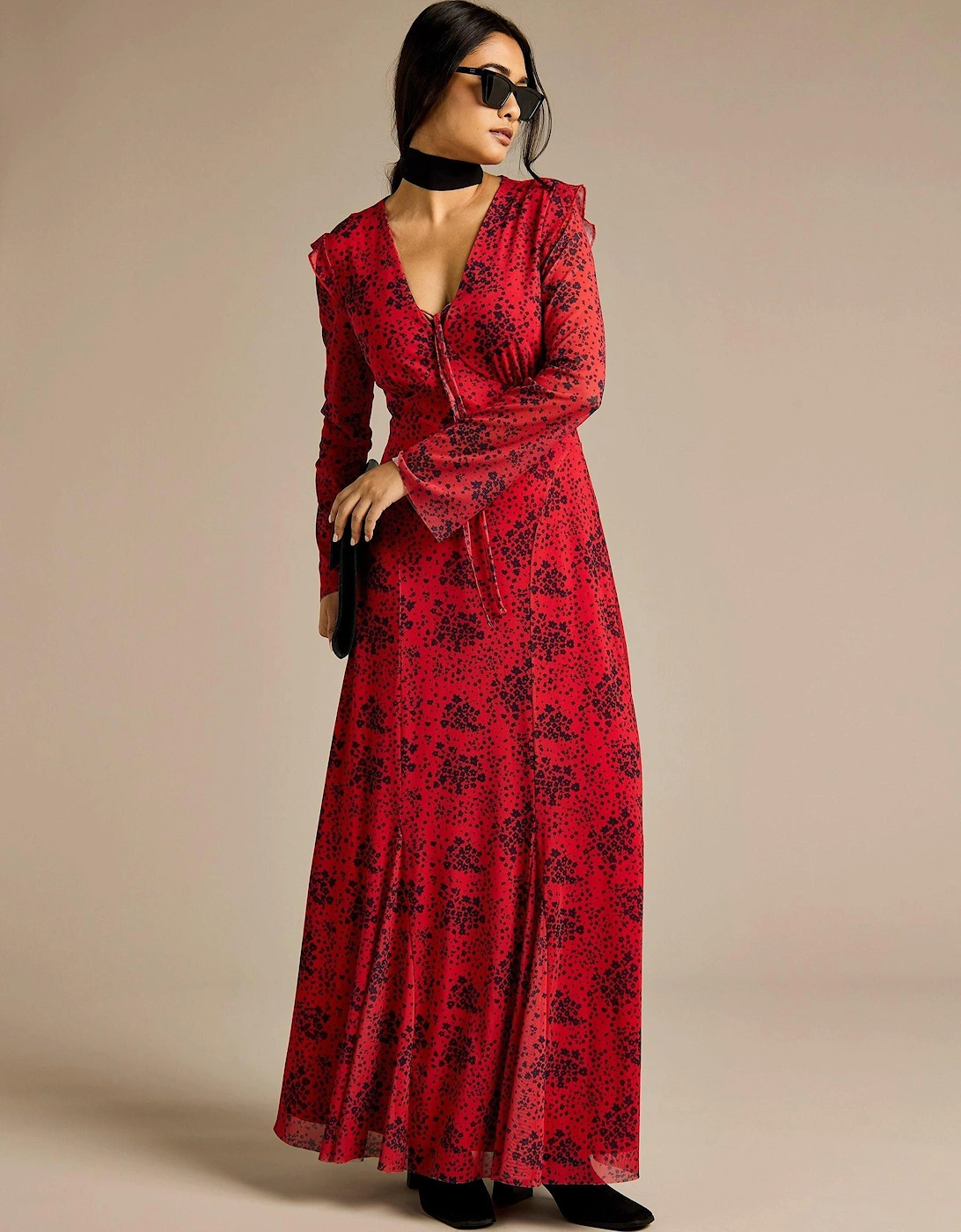 Gracie Red Ditsy Print Dress, 2 of 1