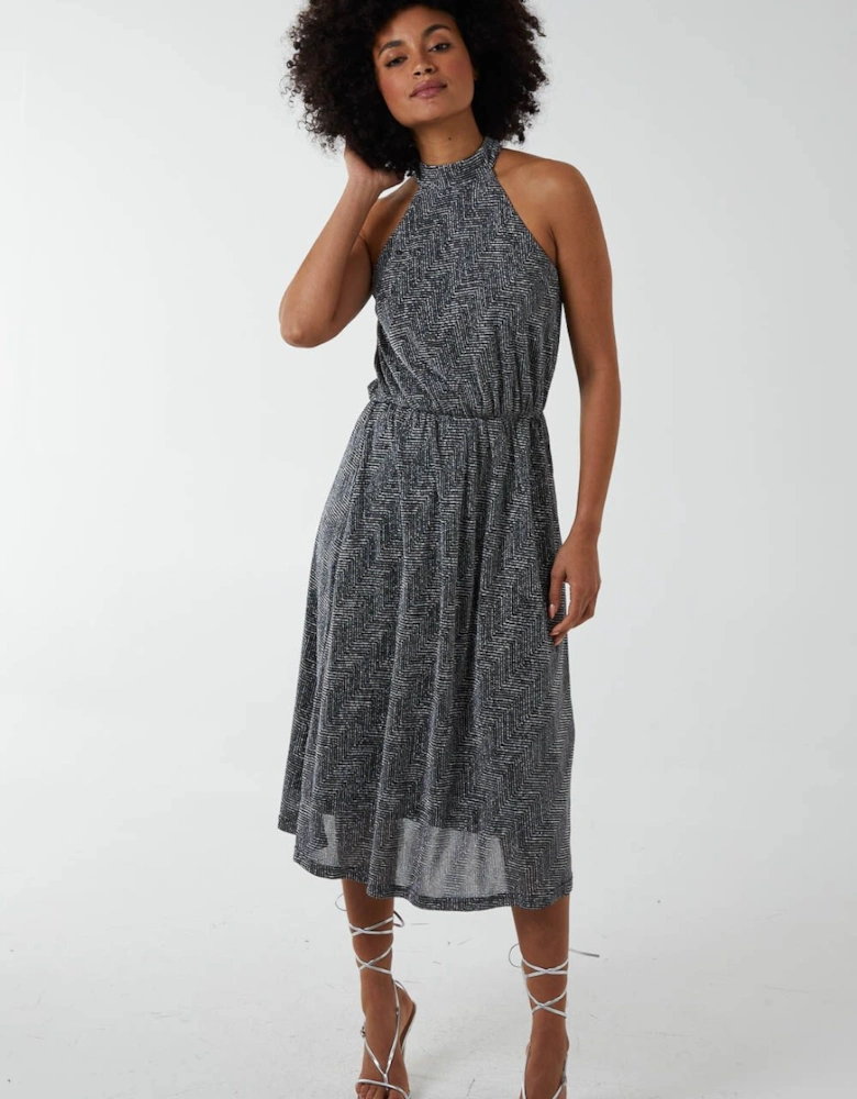 Blouson Elasticated Halter Midi Dress