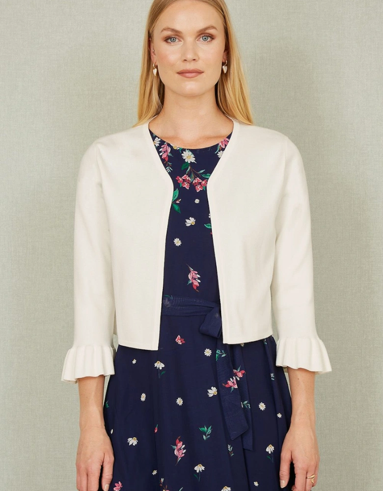 Ivory Cropped Cardigan With Bell Sleeves