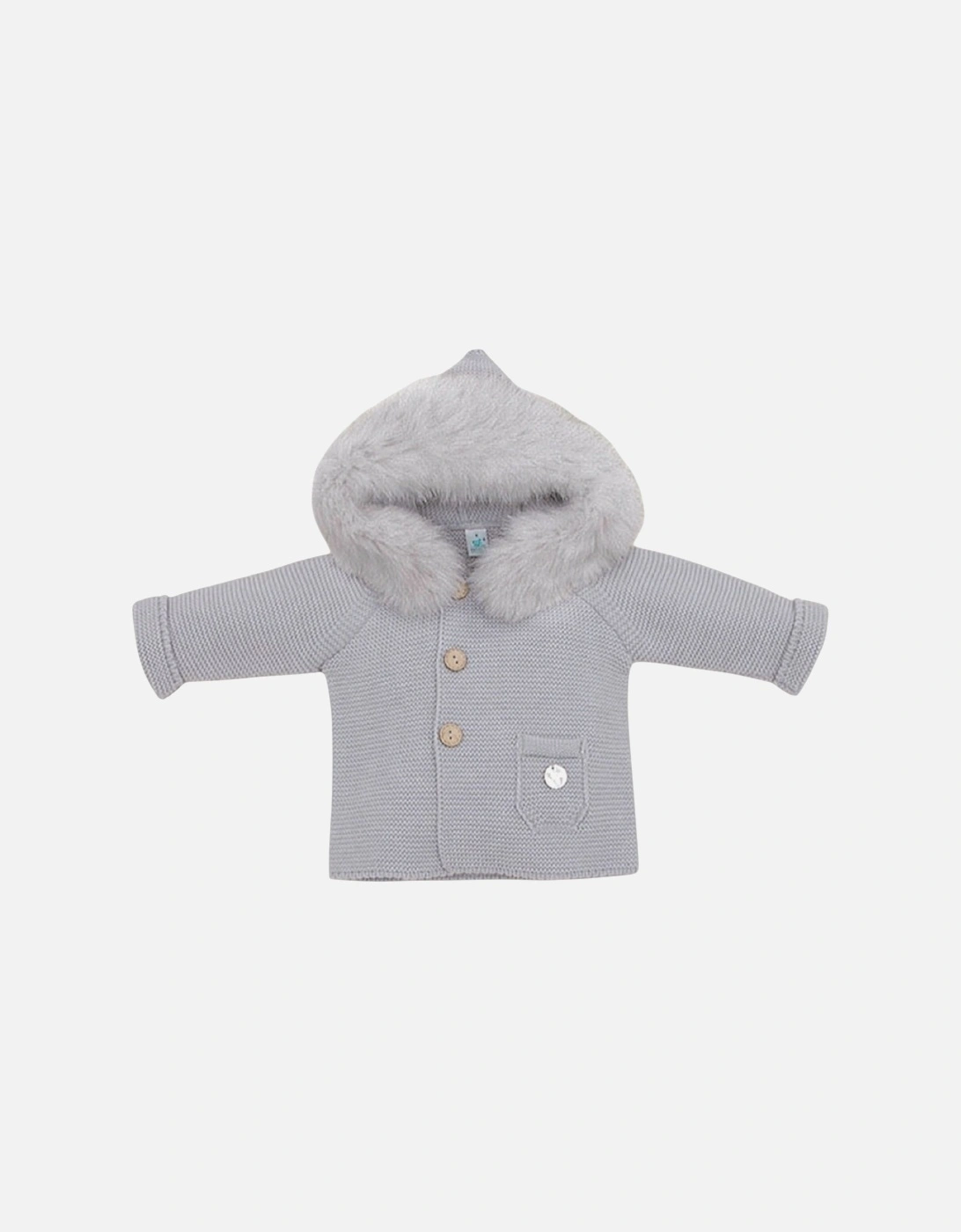 Grey Knit Faux Fur Cardigan, 4 of 3