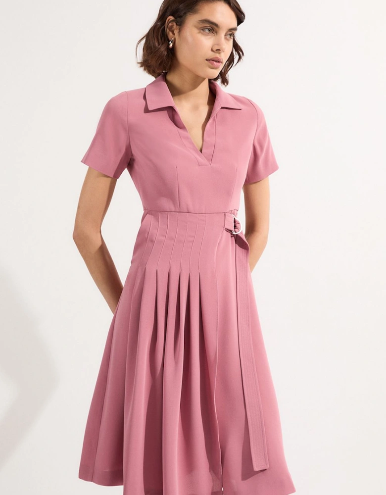 Petite Compact Stretch Zip Through Colourblock Tailored Midi Dress