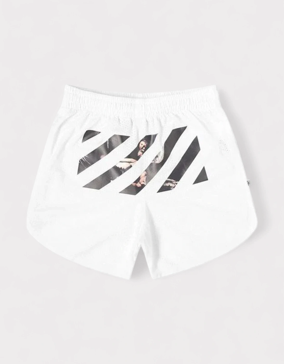 Men's Off-White Caravaggio Diag Stripe Shorts White - Size: 33/32/32