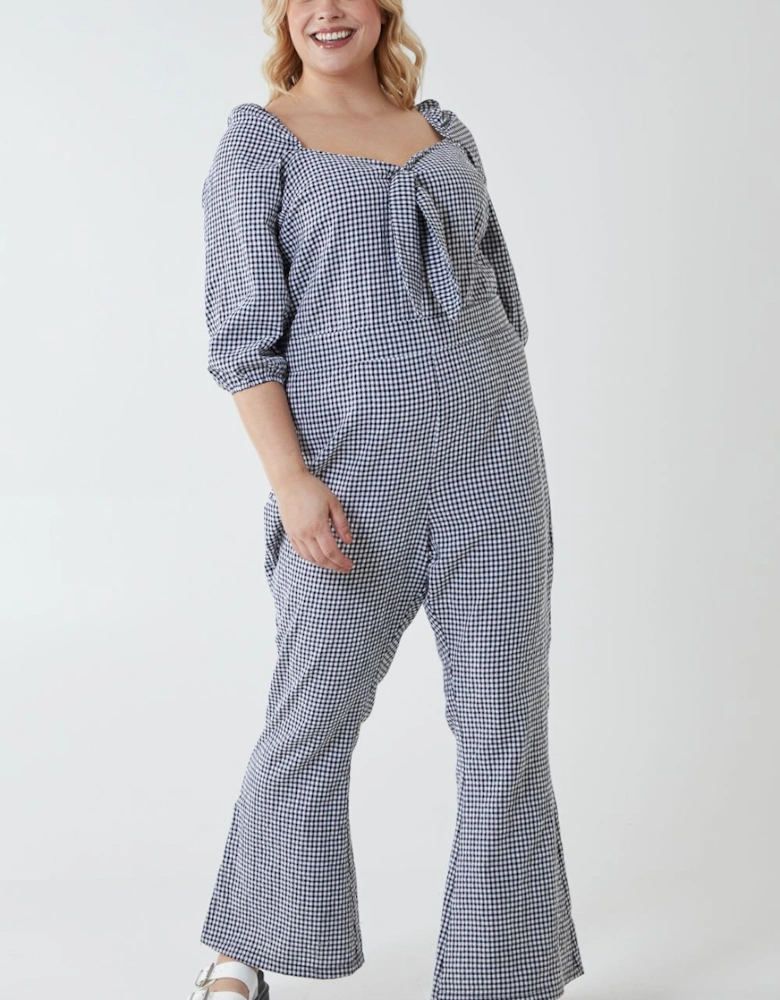 Curve Milkmaid Gingham Jumpsuit