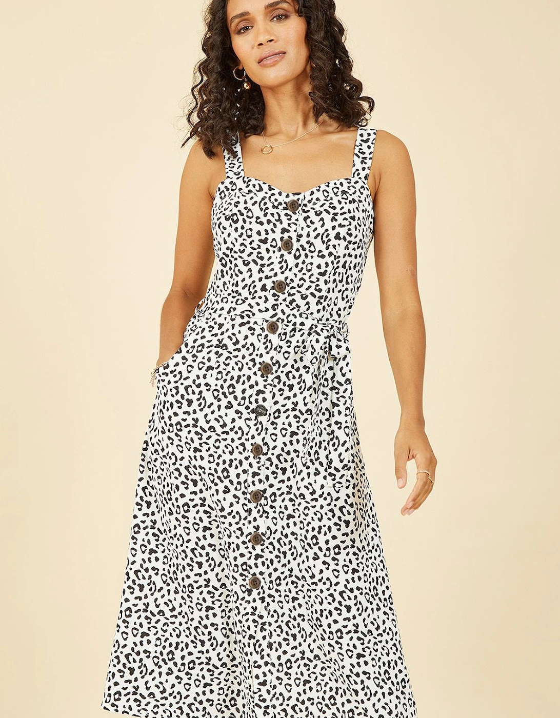 White Animal Print Button Up Sundress, 2 of 1