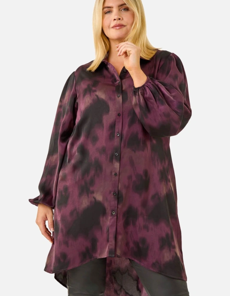 Curve Print Buttoned Blouse