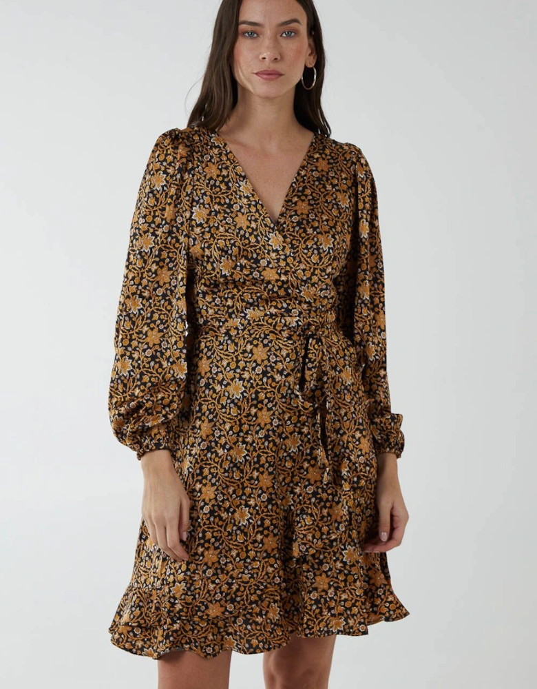 Ruffle Wrap Tie Dress