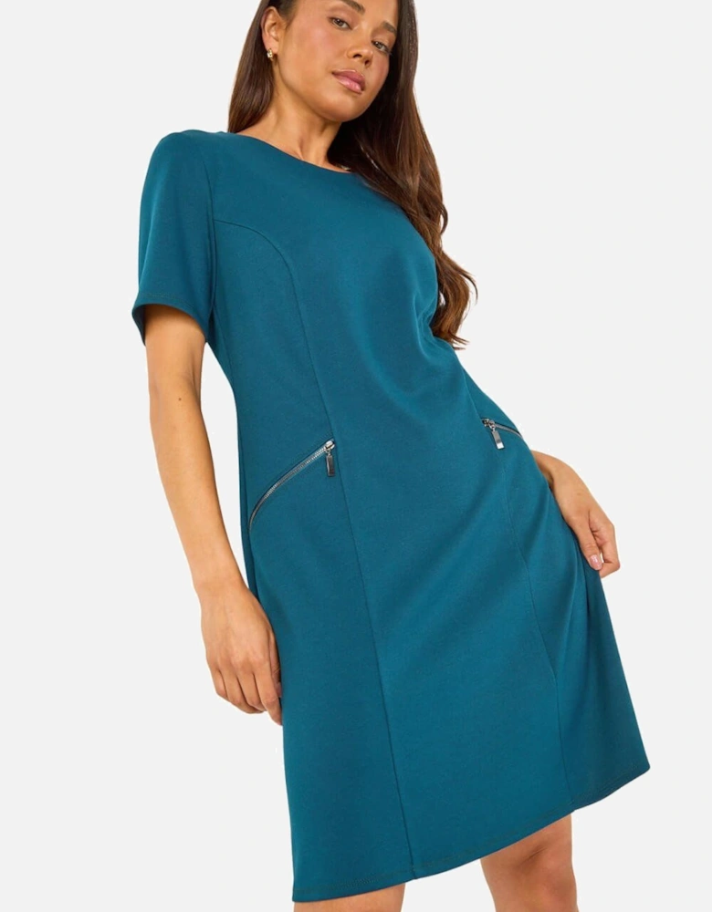 Petite Zip Detail Pocket Shift Dress