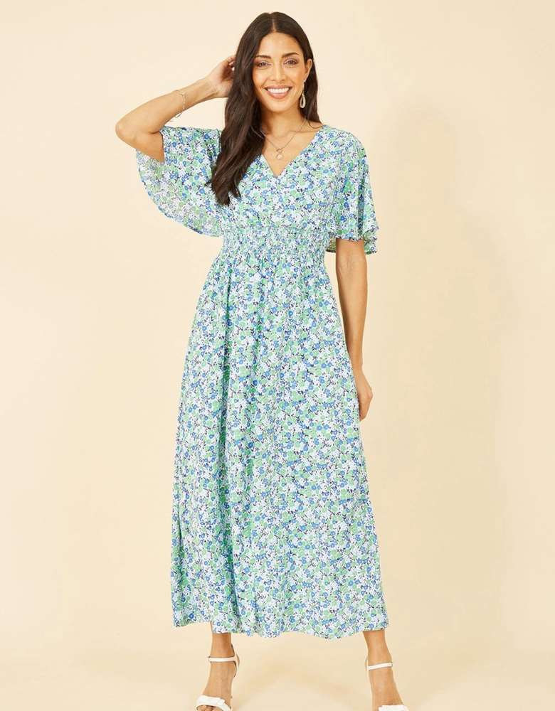 Green Ditsy Print Maxi Dress