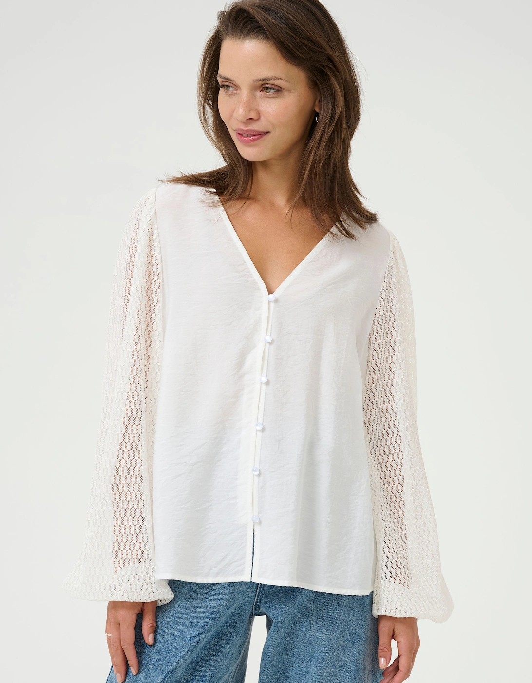 KAsonja V-Neck Buttoned Lace Blouse, 2 of 1