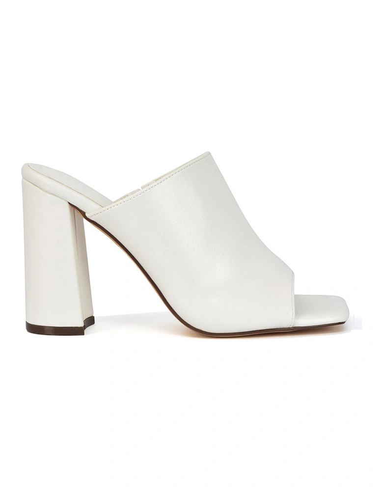 'Sunday' Square Toe Block High Heel Mule Peep Toe Sandals