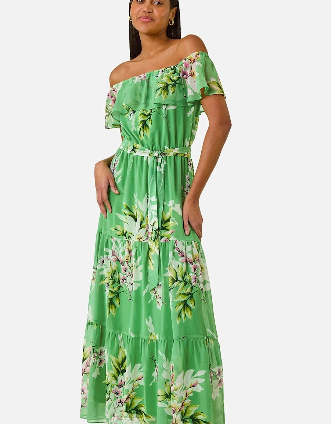 Floral Bardot Belted Maxi Dress, 2 of 1
