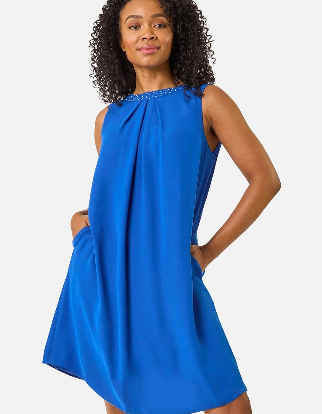 Hotfix Trim Detail Gathered Dress, 2 of 1
