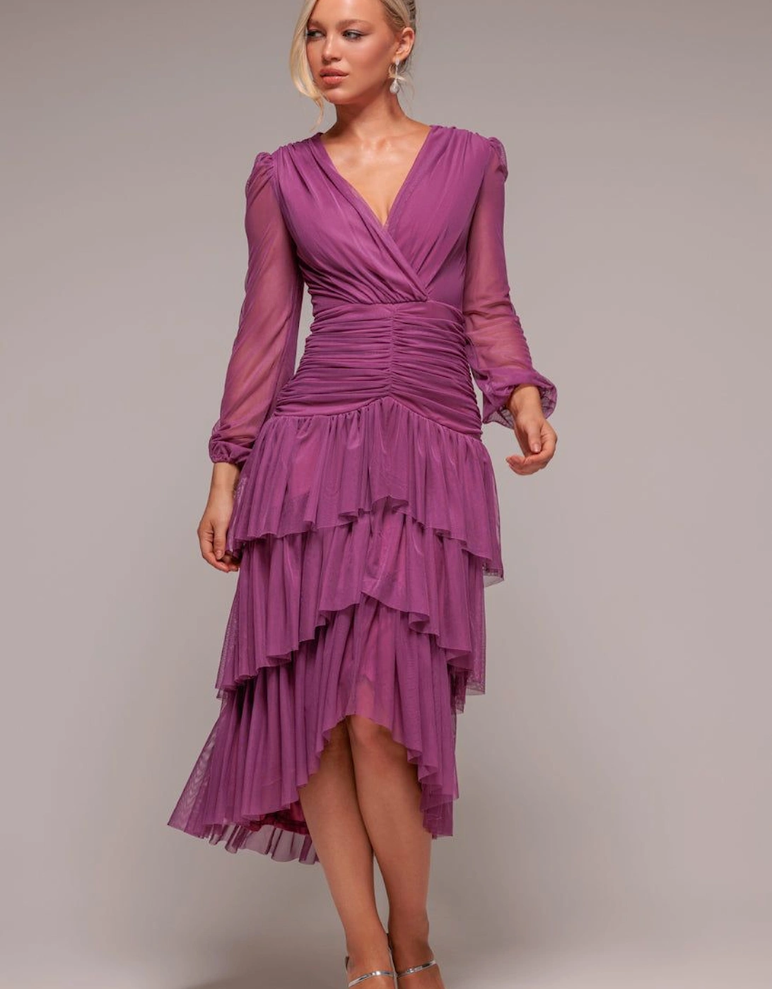 Gathered High & Low Tiered Maxi Dress, 2 of 1