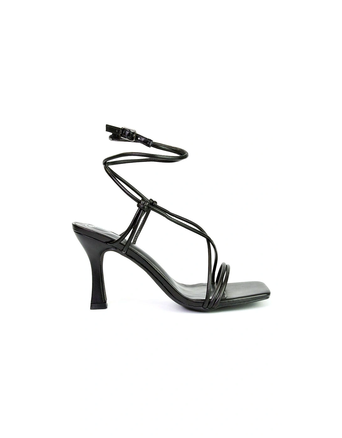 'Carys' Buckle Lace Up Strappy Stiletto Square Toe Mid High Heel Sandals, 2 of 1