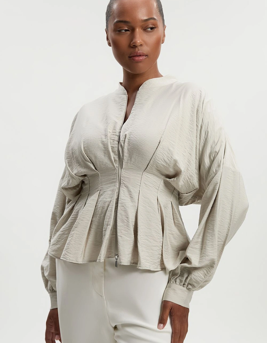 Plus Size Pleated Detail Woven Jacket, 2 of 1