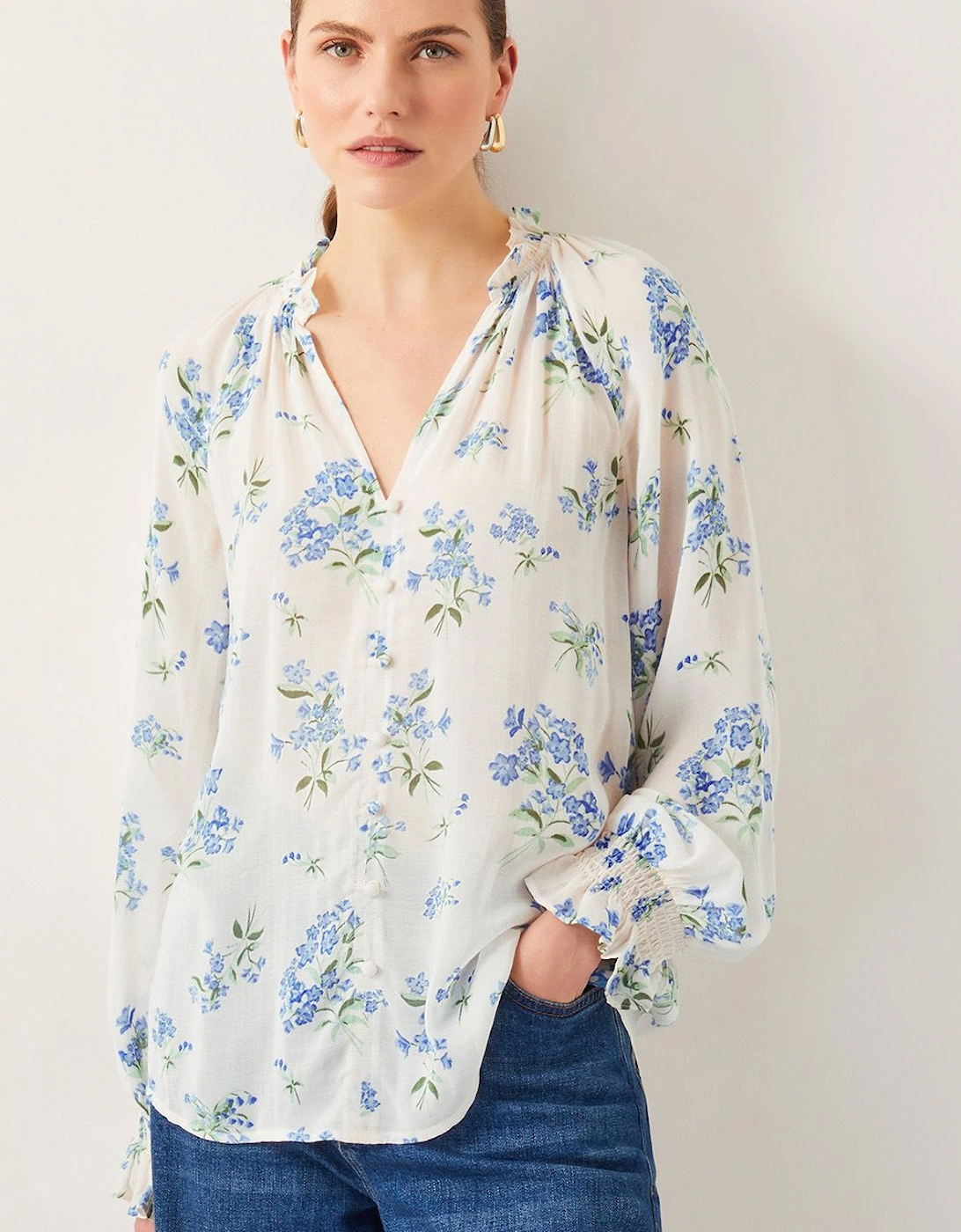 Sarah Sheer Floral Blouse Ivory, 2 of 1