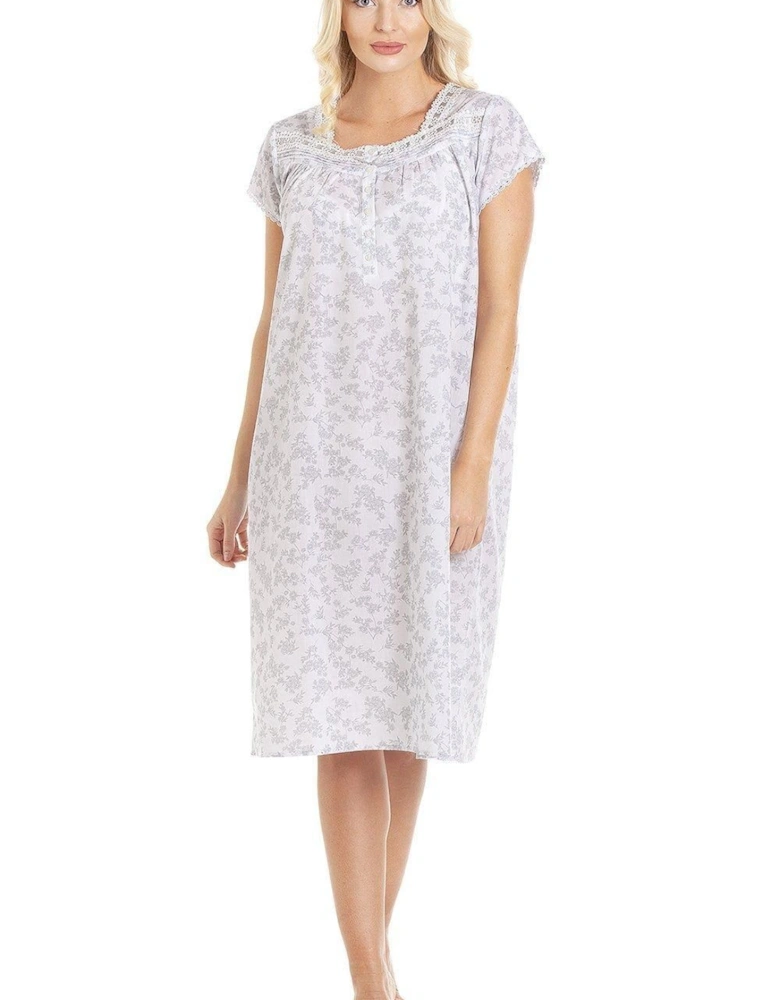 Classic Floral Print Short Sleeve Nightdress