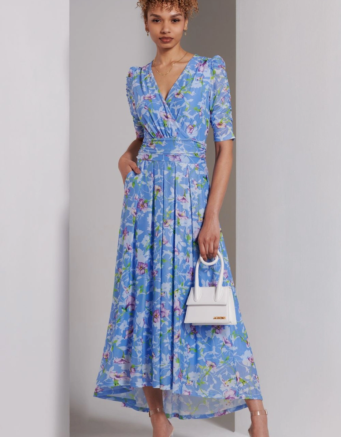 Print Dip Hem Mesh Maxi Dress, 2 of 1