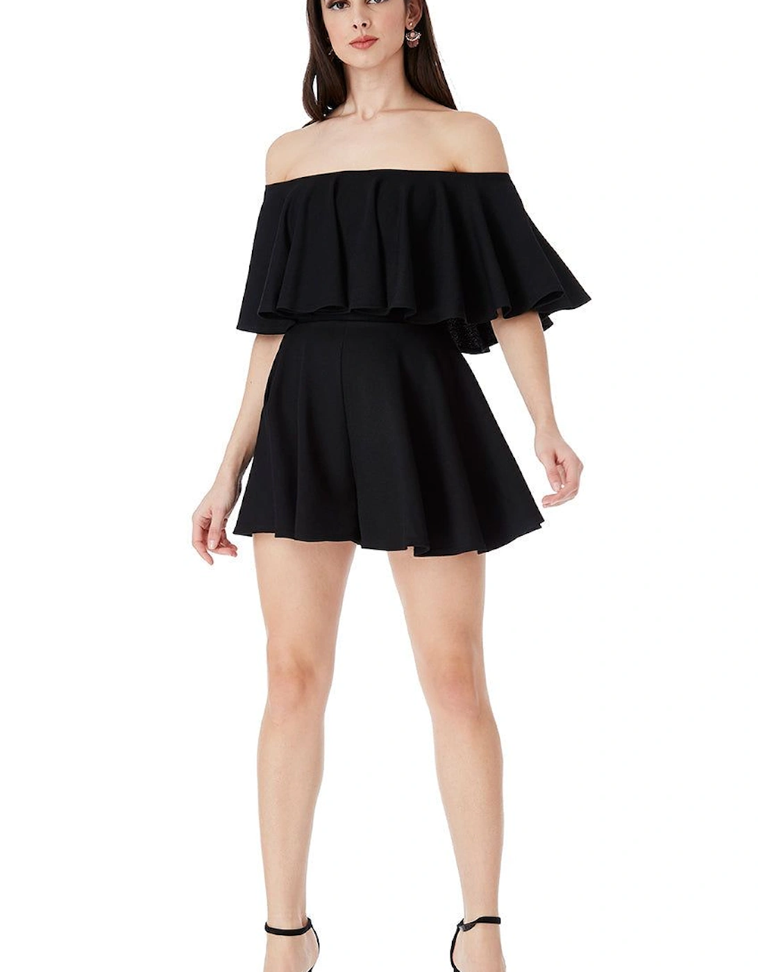 Off The Shoulder Frill Neck Skater Playsuit, 2 of 1