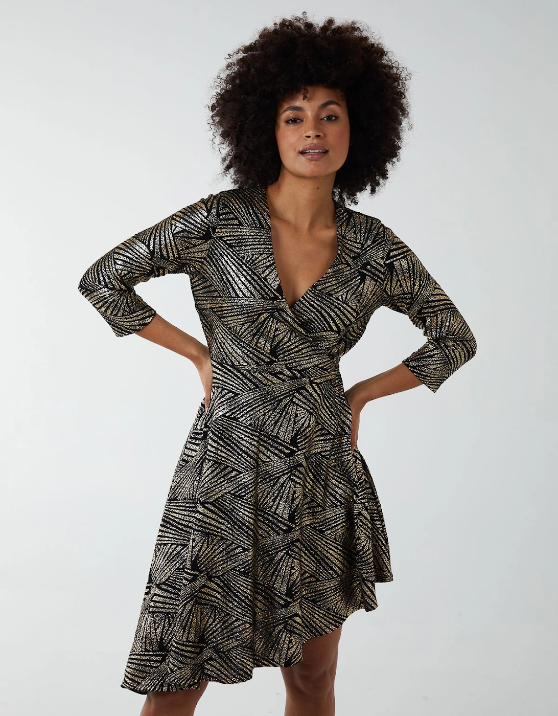 Asymmetric Metallic Animal Foil Wrap Dress, 2 of 1