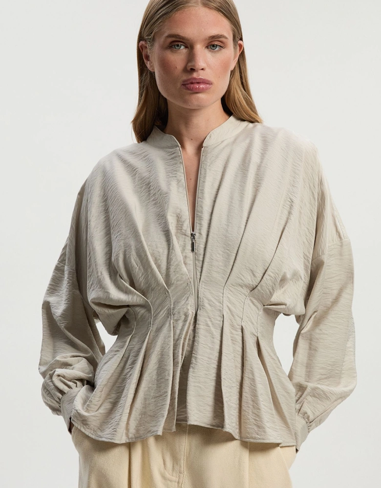 Pleated Detail Woven Jacket