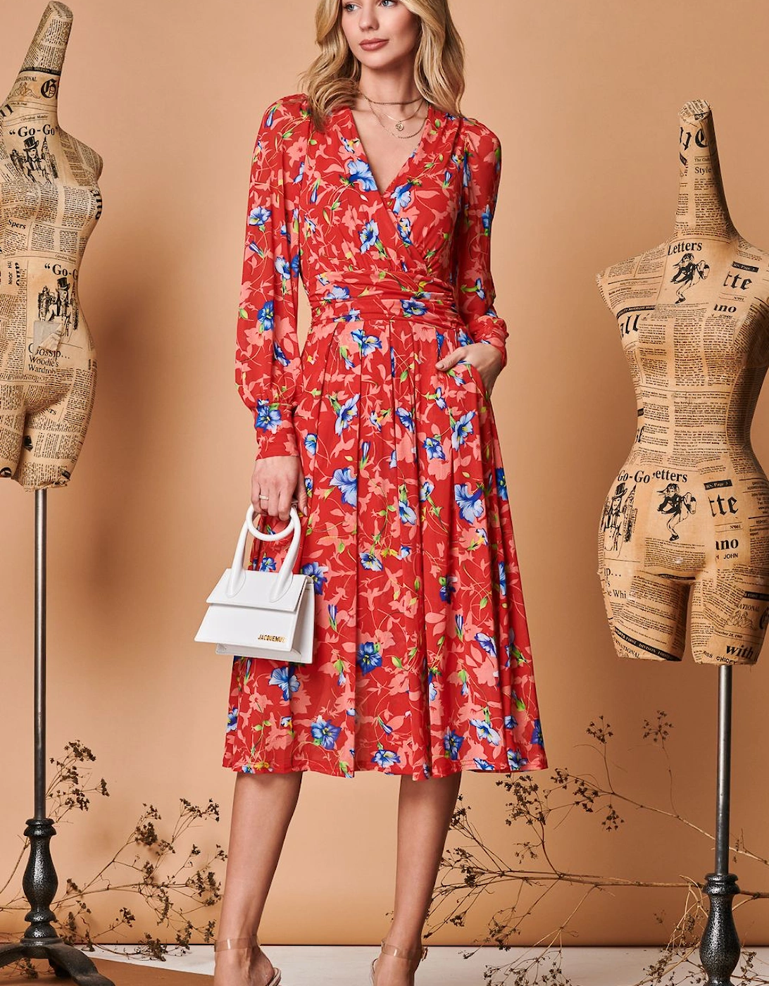 Floral Long Sleeve Mesh Midi Dress, 2 of 1