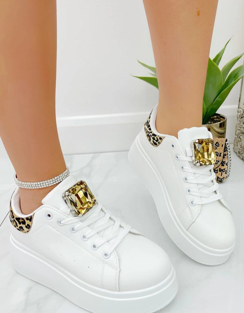 Crystal Statement Jewel Chunky Trainers
