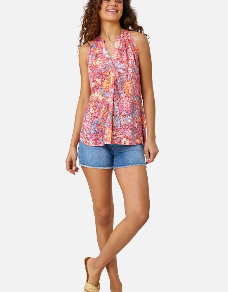 Floral Burnout Print V-Neck Vest Top