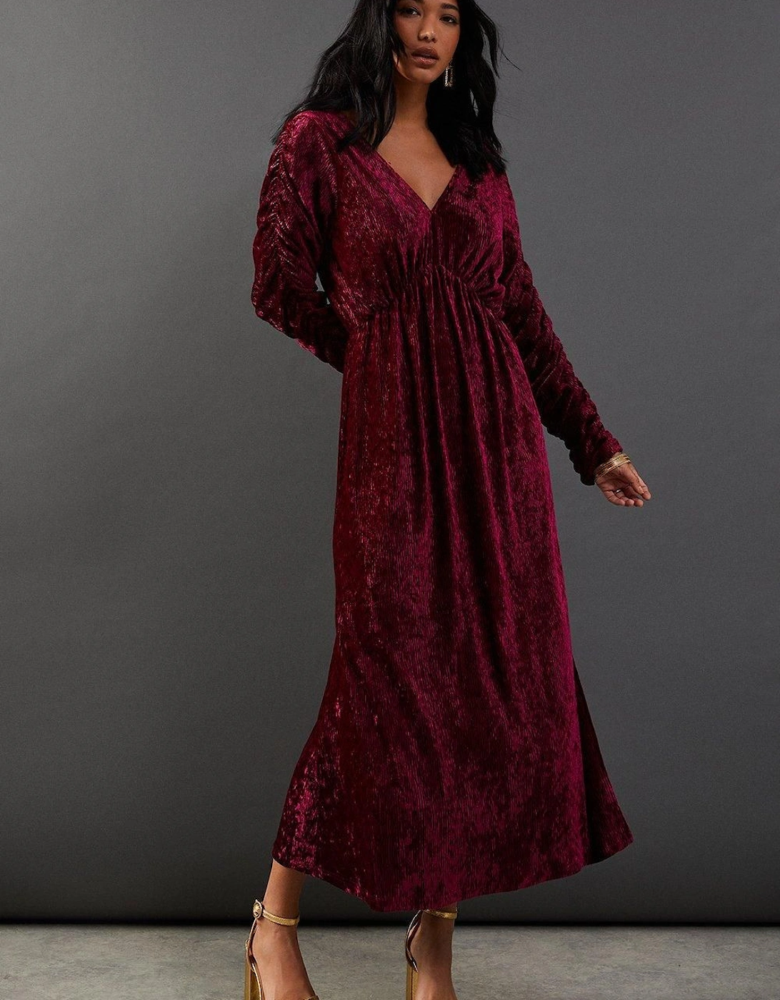 Burnout Velvet Batwing Midi Dress, 2 of 1