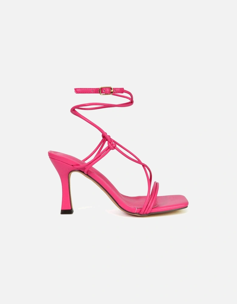 'Carys' Buckle Lace Up Strappy Stiletto Square Toe Mid High Heel Sandals
