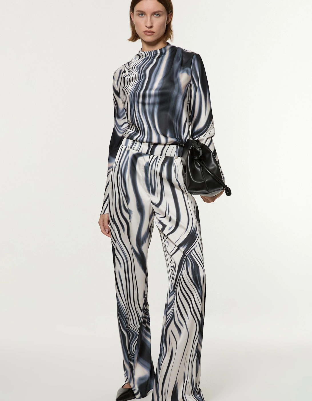 Tall Graduated Stripe Viscose Satin High Waist Trouser, 2 of 1