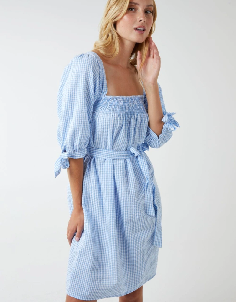 Milkmaid Square Neck Shirred Swing Dress