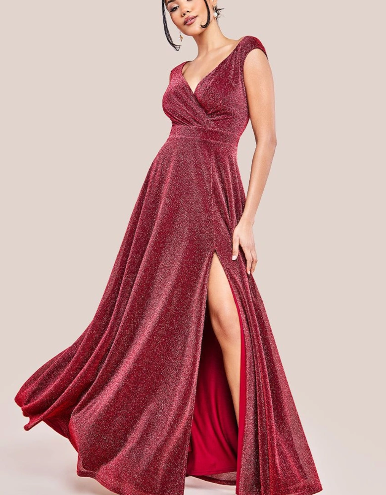 Crossover Sparkling Glitter Maxi Dress