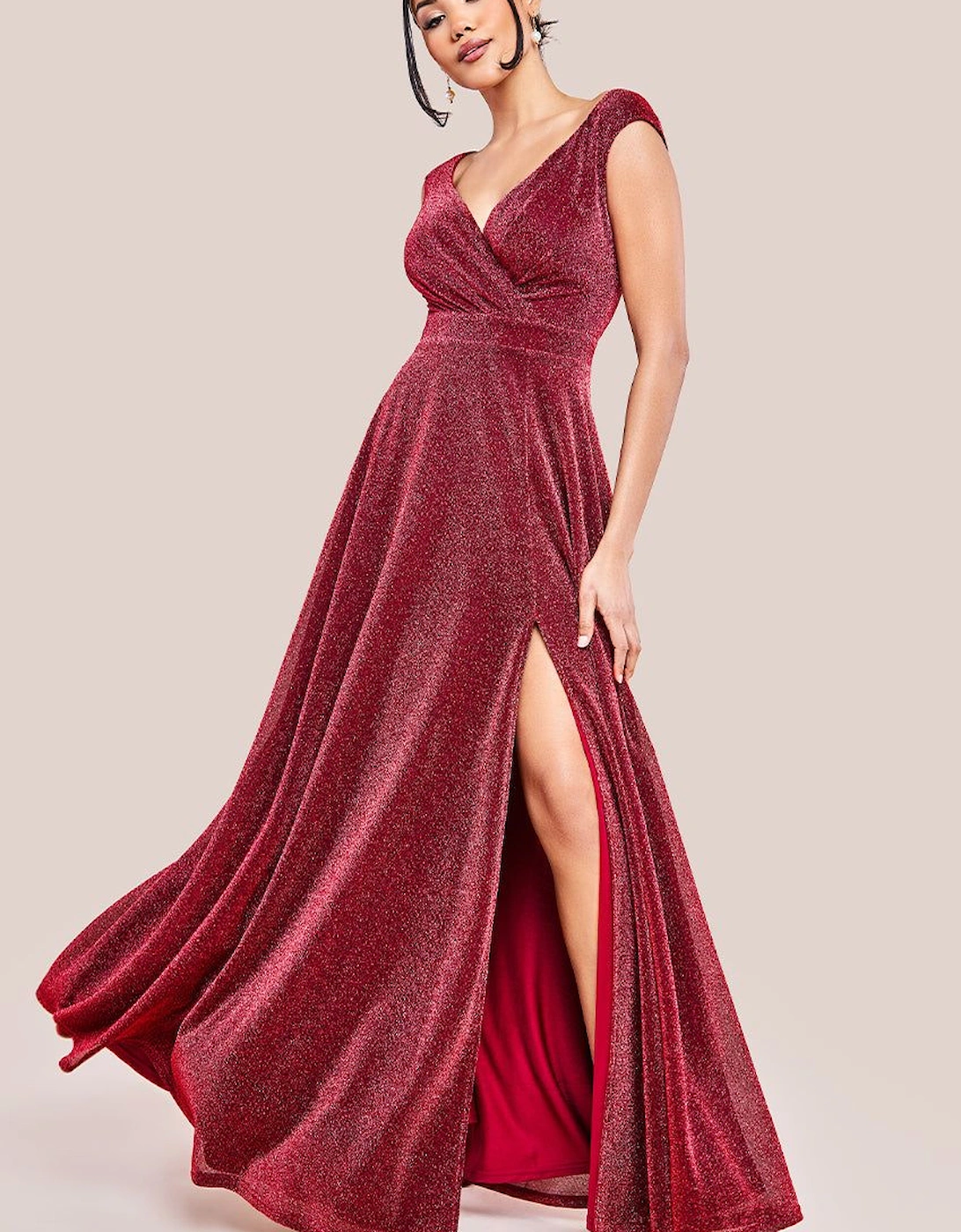 Crossover Sparkling Glitter Maxi Dress, 2 of 1