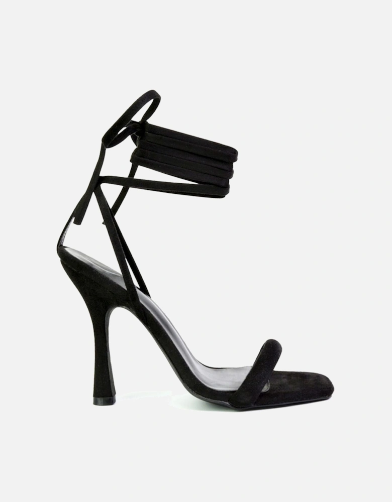 'Cary' Faux Suede Lace Up Square Toe Strappy Stiletto High Heels