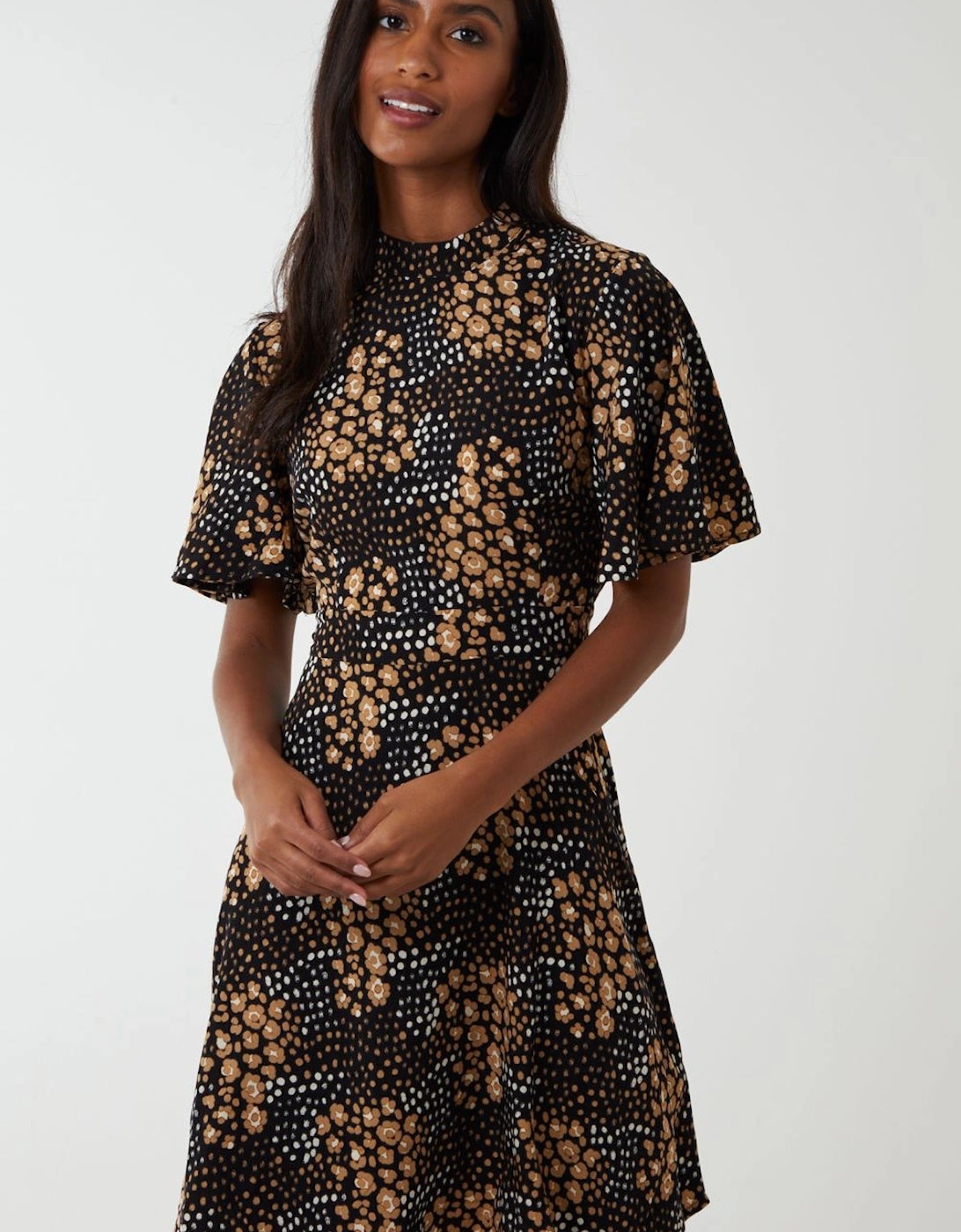 Angel Sleeved High Neck Mini Dress, 2 of 1