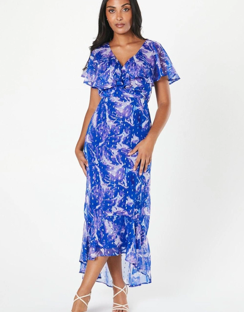 Petite Floral Print Cape Midaxi Dress