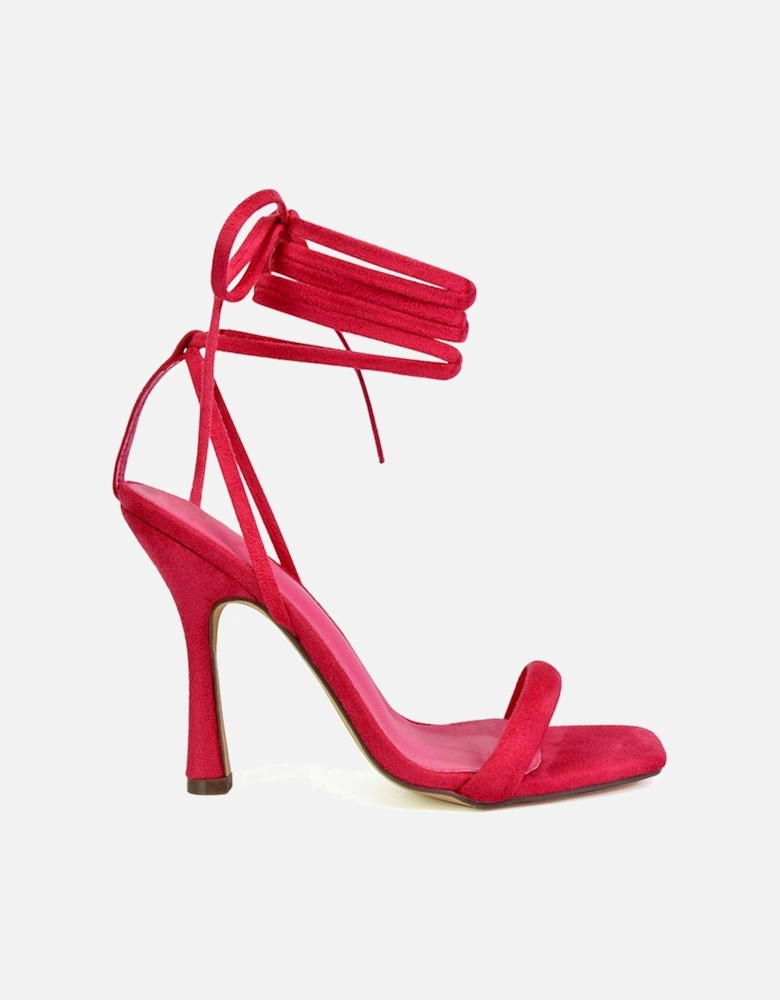 'Cary' Faux Suede Lace Up Square Toe Strappy Stiletto High Heels