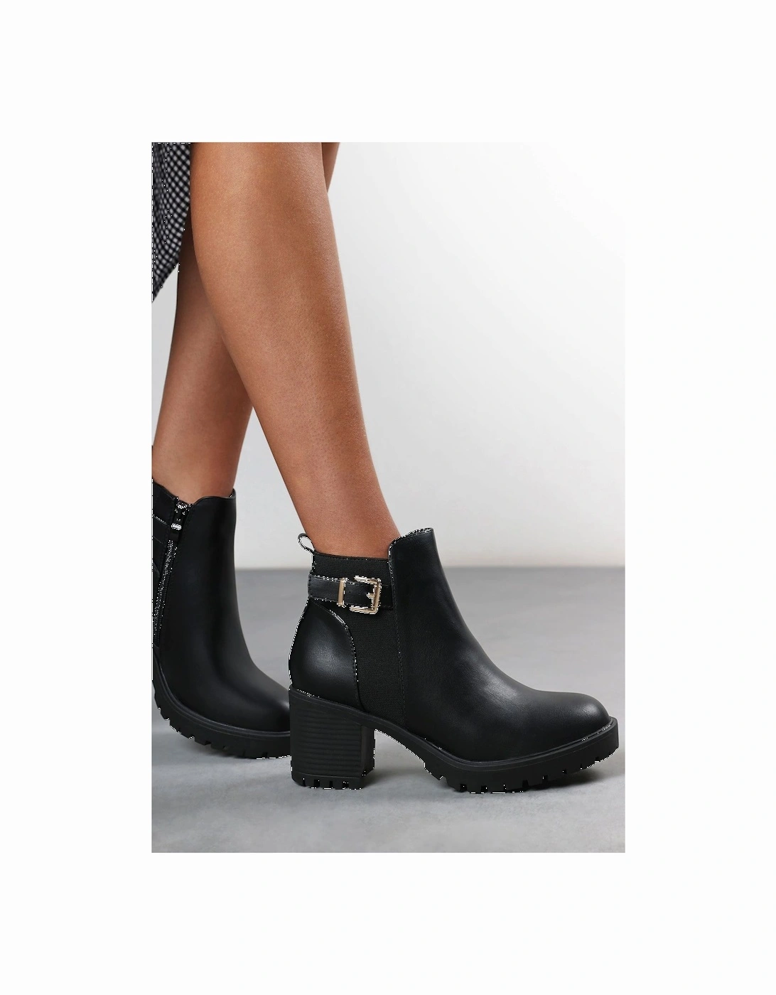 'Katie' Faux Leather Chunky Heel Ankle Boots with Buckle, 2 of 1