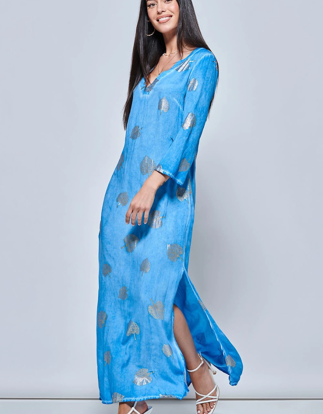 3/4 Sleeve Loose Fit Holiday Tunic Maxi Dress, 2 of 1