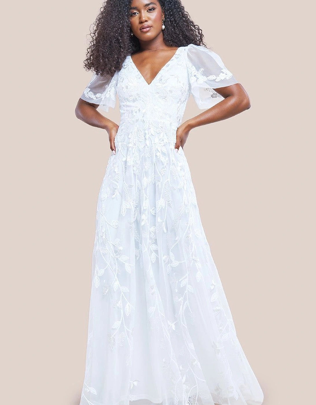 Flared Sleeve Embroidered Maxi Dress, 2 of 1