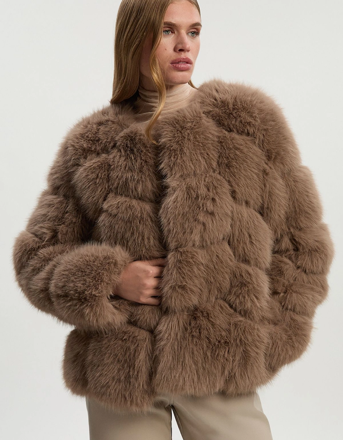 Faux Fur Panelled Long Sleeve Jacket, 2 of 1