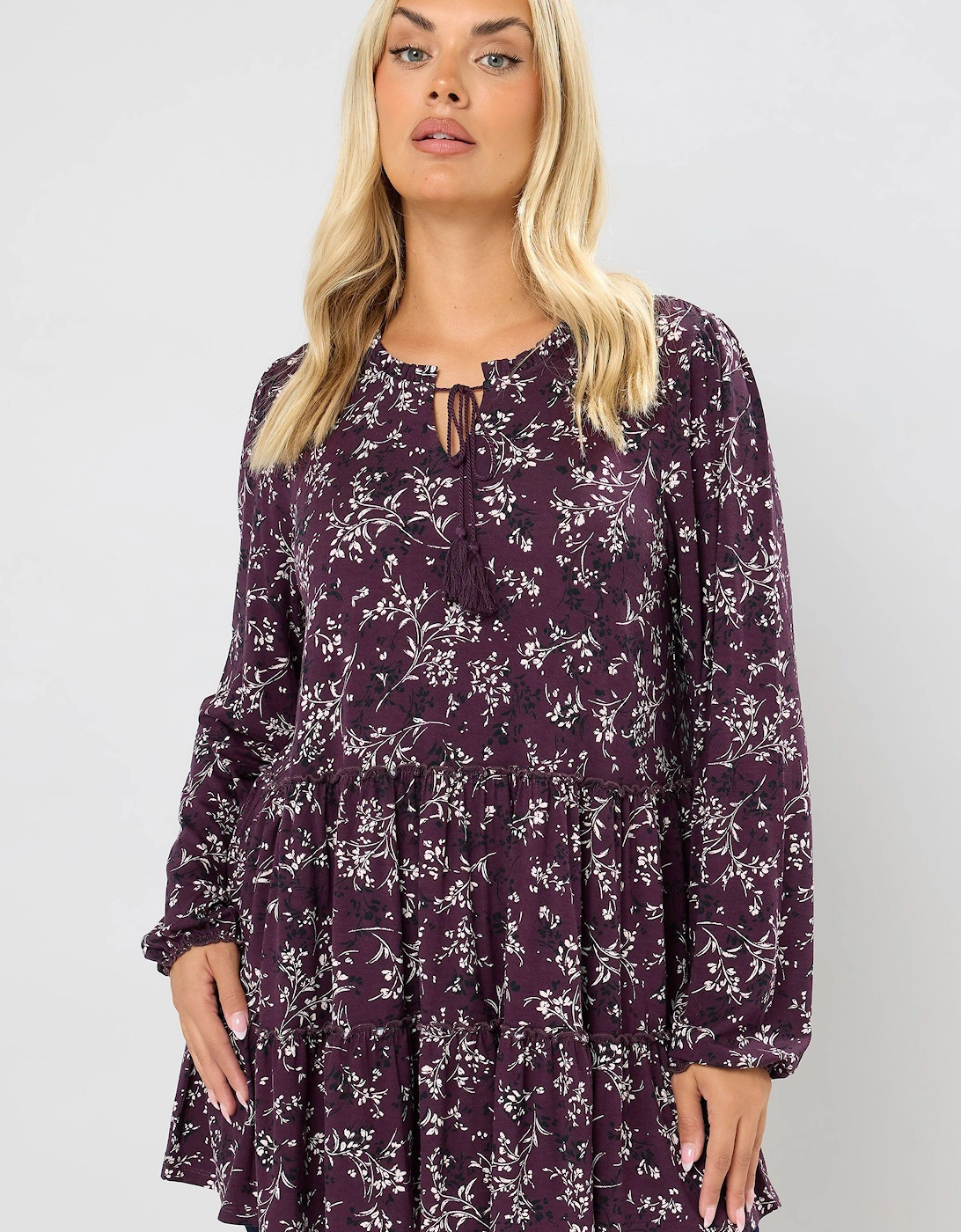 Floral Tie Neck Tiered Blouse, 2 of 1