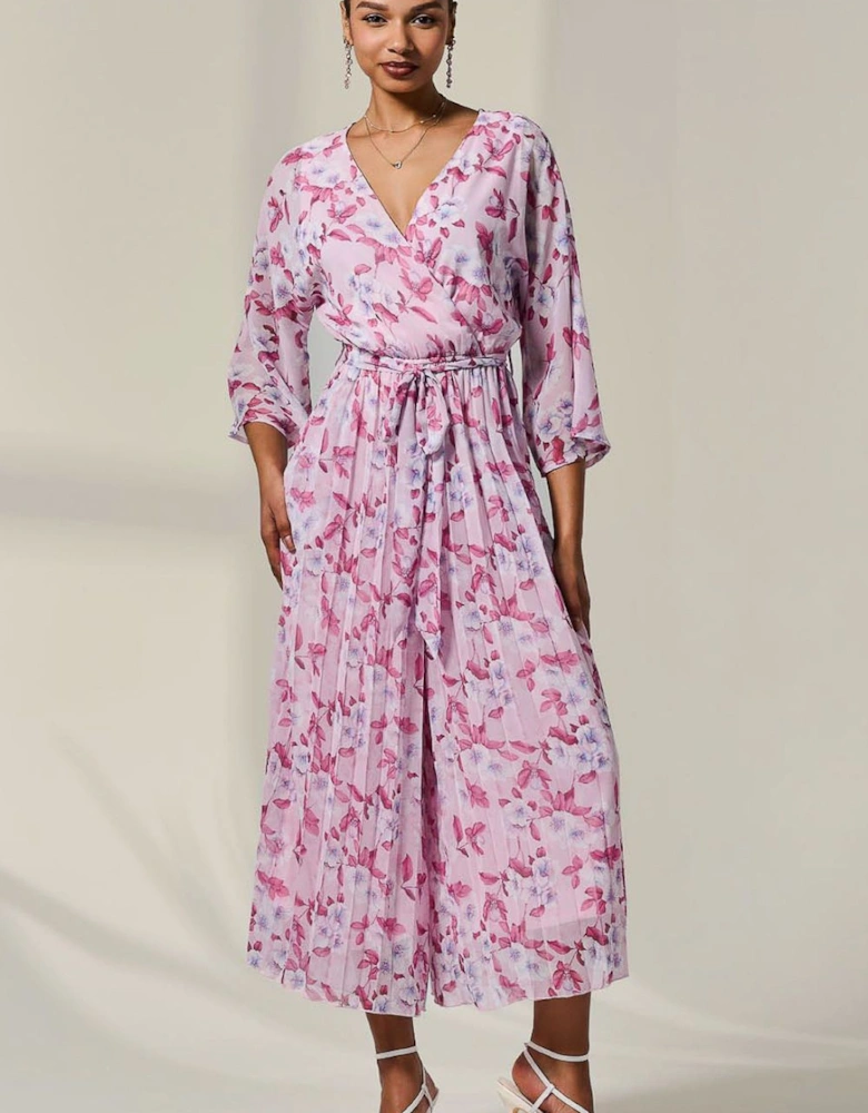 Flared Printed Chiffon Jumpsuit