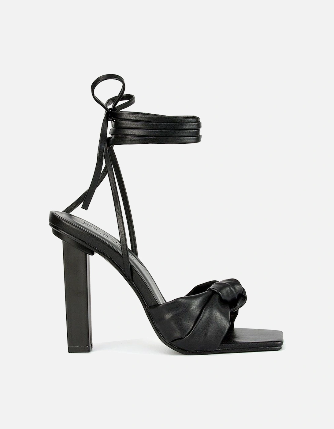 'Evelyn' Knot Detail Strappy Lace Up Square Toe Block High Heel Sandals, 2 of 1