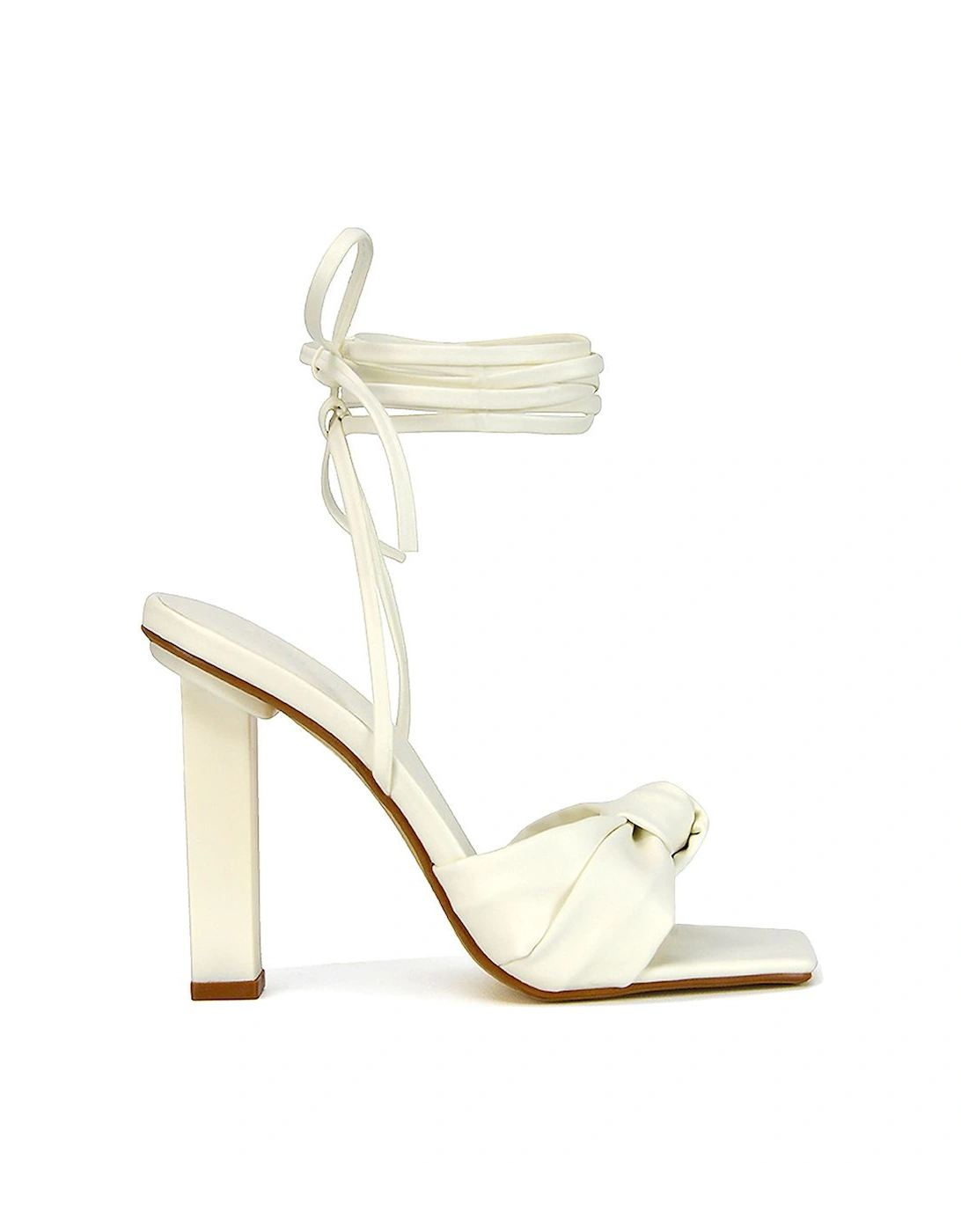 'Evelyn' Knot Detail Strappy Lace Up Square Toe Block High Heel Sandals, 2 of 1