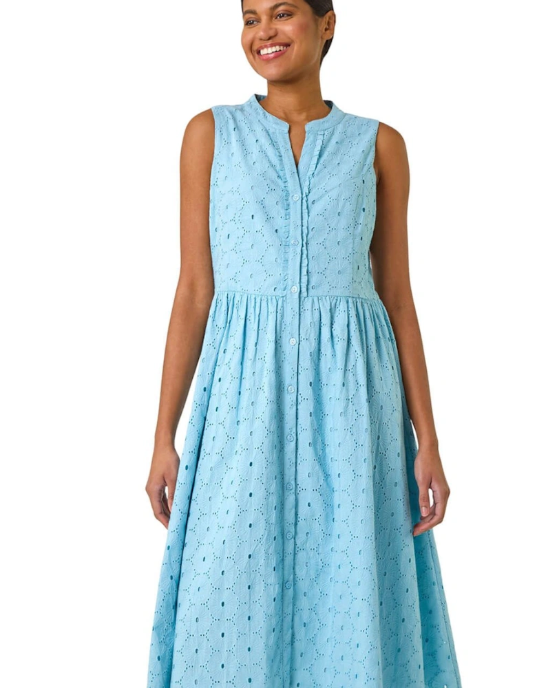 Floral Cotton Broderie Midi Dress