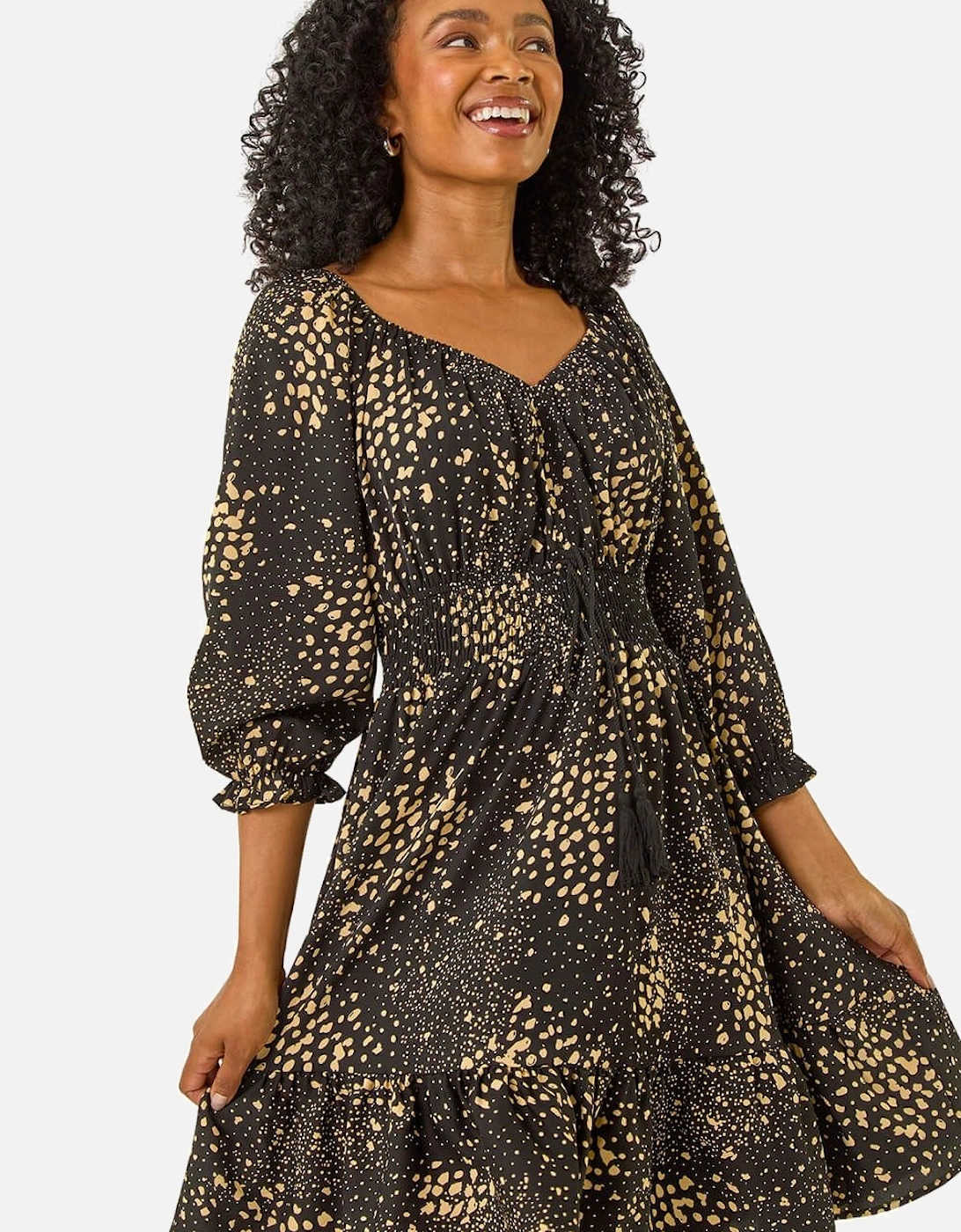 Petite Spot Print Frill Detail Dress, 2 of 1